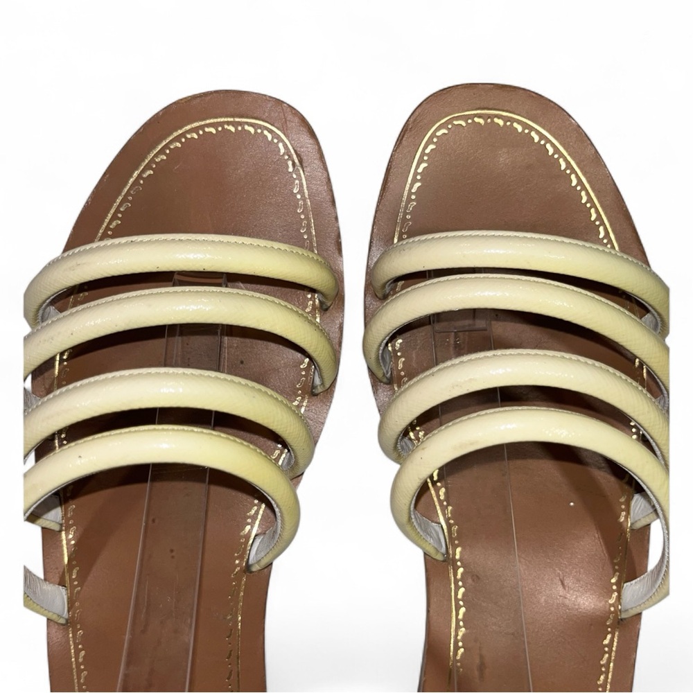 Prada Yellow Platform Sandals Patent Leather Gladiator Strappy Flat 9 Y2K 🟡 - Picture 6 of 10